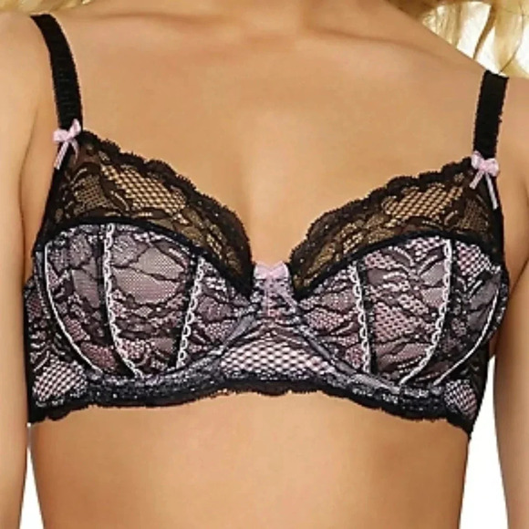 32D Jezebel 10035 Sylvia Unlined Lace UW Bra Black NWT - Picture 9 of 9